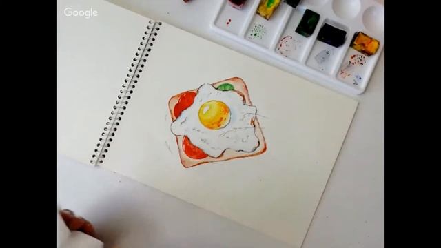 Мастер класс по акварельному скетчингу "Завтрак" смотреть онлайн