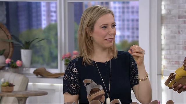 Clarks Leather Cross Band Wedge Sandals - Stasha Hale on QVC смотреть онлайн