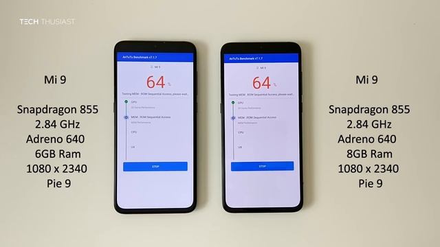 Xiaomi Mi 9 (6GB) vs Mi 9 (8GB) Antutu Benchmak смотреть онлайн