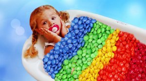 Bad Kid Bath Time in M&M's IRL Kids Learn Colors with Candy, Baby Songs Nursery Rhymes for children