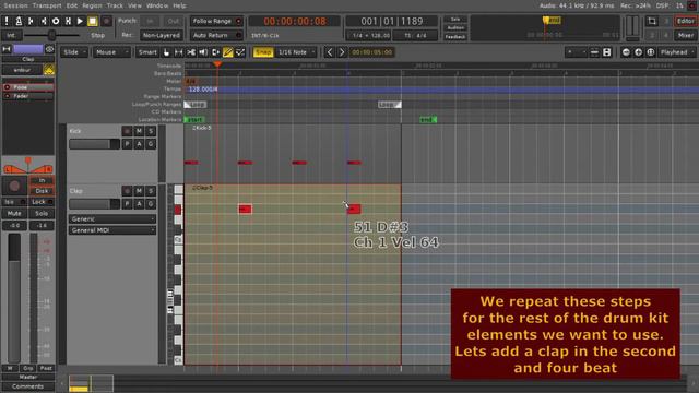 Ardour 6 - Making Drum Beats With The Poise Sampler (No Talking)