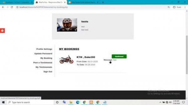 Bike Rental Management System in PHP MySQL with Source Code
