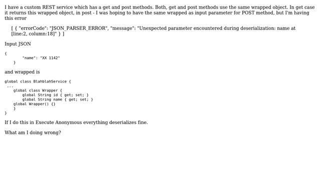 Have a JSON_PARSER_ERROR after sent a JSON representation of a parameter of a REST service смотреть онлайн