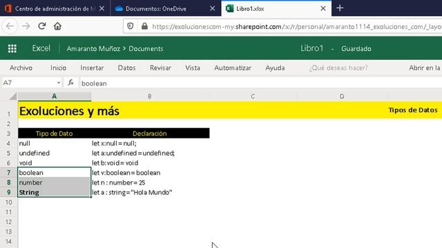 Variables y Tipos de Datos en TypeScript en Excel Online смотреть онлайн