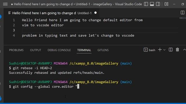 Change git default editor to VS Code | Git tutorial смотреть онлайн