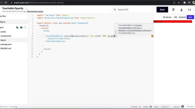 create a simple button in React Native(Snack editor) смотреть онлайн