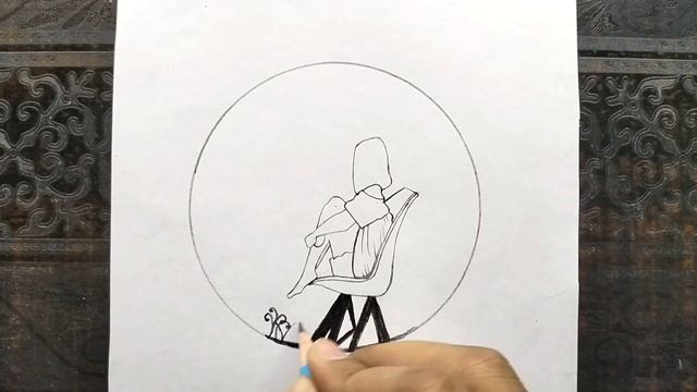 How To Draw A Sad Girl Sitting On Chair || Diwali Drawing Scenery || Pencil Drawing For Beginners | смотреть онлайн