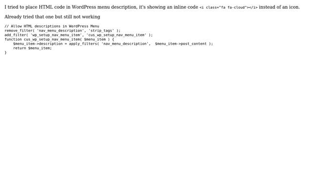 Wordpress: HTML code in WordPress menu description смотреть онлайн
