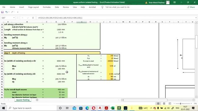 Design of footing using Excel Sheet #Isolated square footing #IS456:2000 #2021 #ENGLISH смотреть онлайн