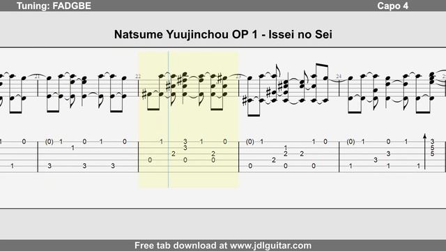 Natsume Yuujinchou OP - Issei no Sei [GUITAR TAB] смотреть онлайн