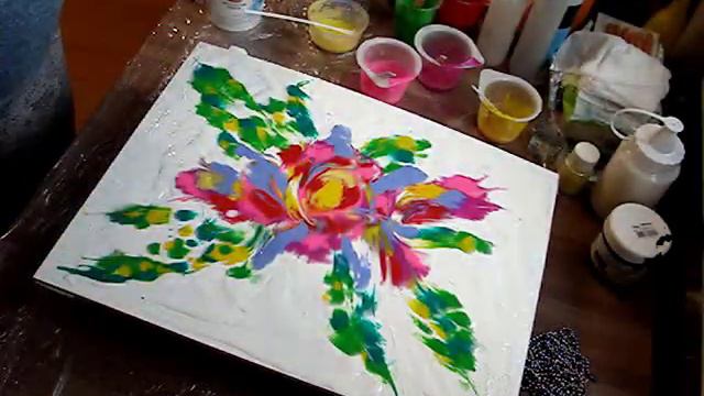 Акриловая заливка на дереве в технике Fluid Art смотреть онлайн