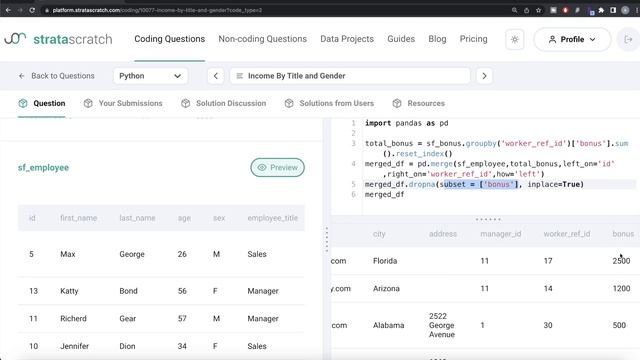 CSF Data Science Interview Question: Both Python and MySQL Solutions - Income By Title and Gender смотреть онлайн