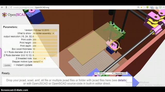 Онлайн конструктор 3d принтера. Часть 2. Ось Z на резьбовой шпильке  - Smartcore Customizer 1