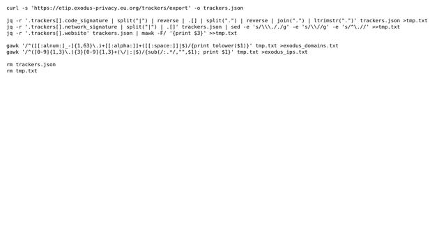 Extracting domains and IPs from Exodus trackers JSON report смотреть онлайн