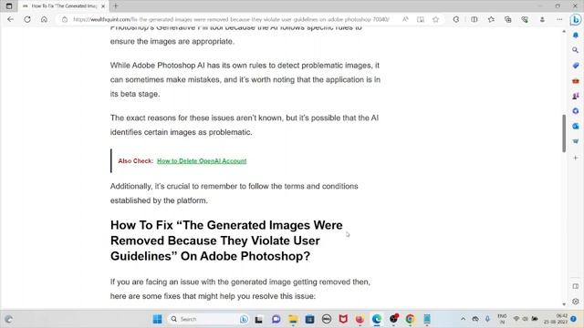 How To Fix The Generated Images Were Removed Because They Violate User Guidelines On Adobe Photosho смотреть онлайн