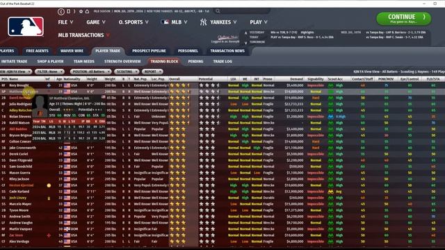 Out of the Park Baseball 22 - Rebuilding the Yankees - 2036 Season (Ep 39) смотреть онлайн