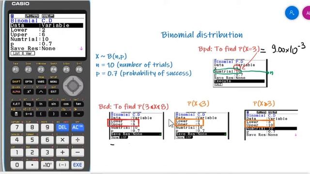 Binomial distribution CASIO fx-CG50 (Bpd Bcd) GDC смотреть онлайн
