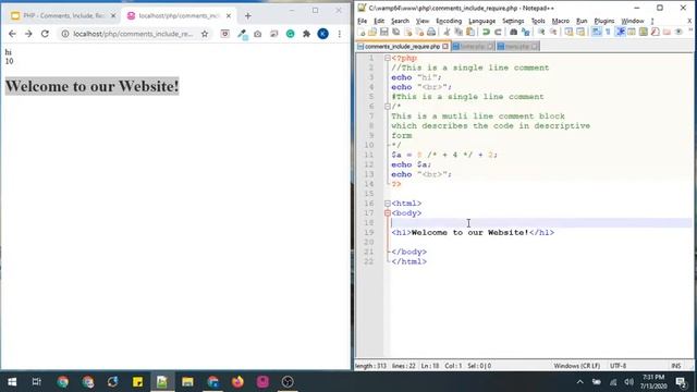 PHP - Comments, Include, Require (English) смотреть онлайн