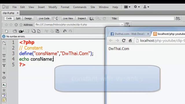 PHP Web Programming ตอนที่ 9 เรื่องของค่าคงที่ (Constant) смотреть онлайн