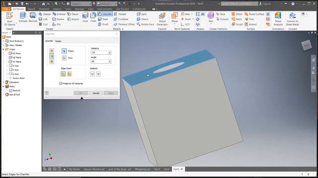 Lesson 5 All about Chamfers Autodesk Inventor 2019 Tips 3D CAD solid modeling смотреть онлайн