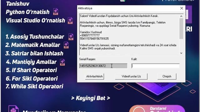 Python Dasturlash Asoslari - O'zbek Tilida VideoKurs - Tanishuv смотреть онлайн