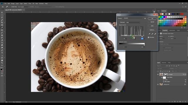 Photoshop Tutorial Coffee Latte Effect|Рисунок на кофе в фотошопе смотреть онлайн