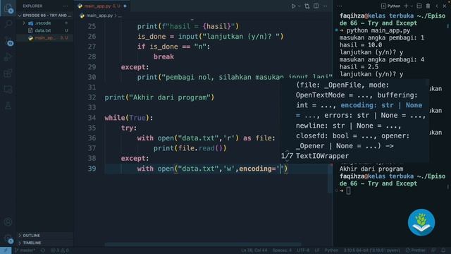 Belajar Python [Dasar] - 66 - Exception, Error, Try and Except смотреть онлайн