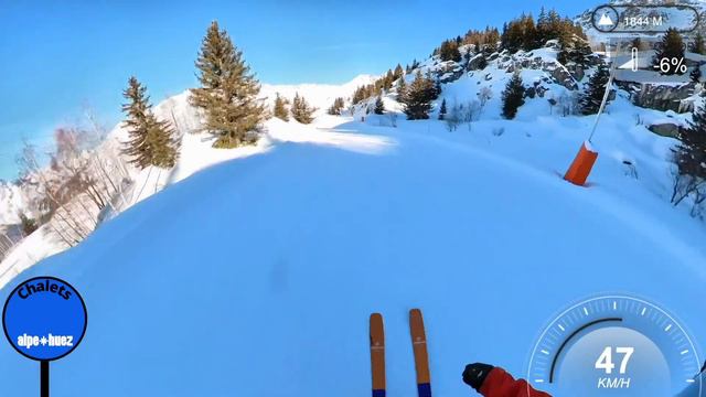 The best pistes in Alpe d'Huez- 5000 feet vertical drop in one run! смотреть онлайн