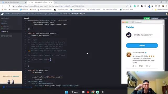 Create a Twitter Clone with Javascript, HTML and CSS (Scrimba Tutorial) смотреть онлайн