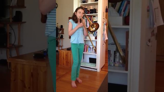 11 year old Daisy Playing Trombone смотреть онлайн