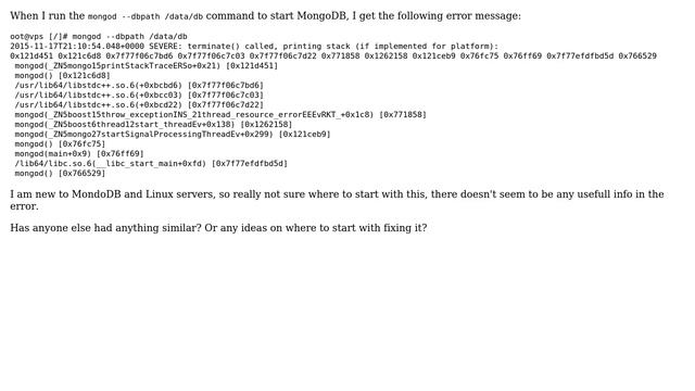 Databases: Error starting MongoDB on CentOS смотреть онлайн