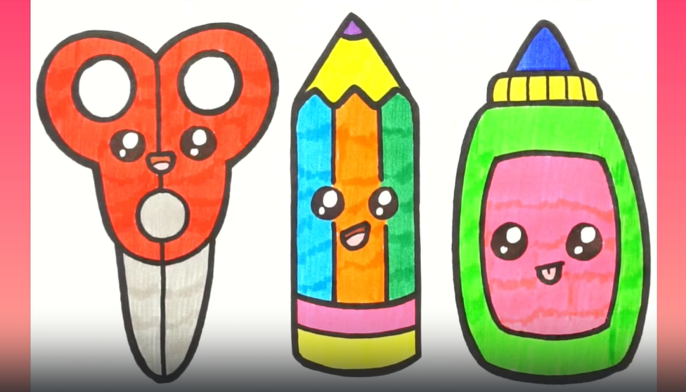 Школьные принадлежности. Рисуем с детьми смотреть онлайн