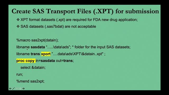 eSub | create SAS Transport Files (.xpt) for submission смотреть онлайн
