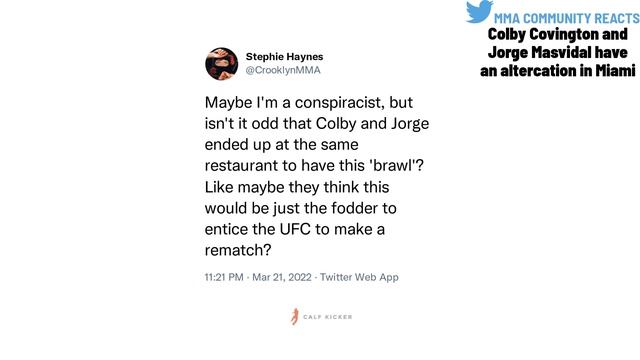 UFC Fighters & MMA Community React: Colby Covington and Jorge Masvidal have an altercation in Miami смотреть онлайн