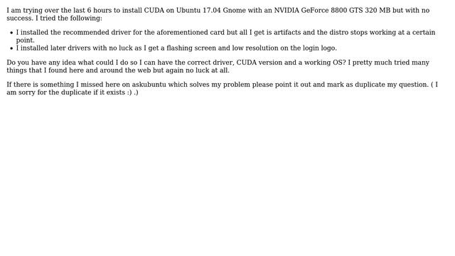 Ubuntu: NVIDIA CUDA Toolkit for GeForce 8800 GTS смотреть онлайн