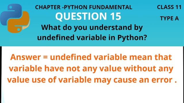 What do you understand by undefined variable in Python? смотреть онлайн