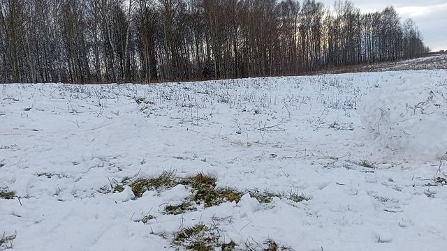 разломили комок снега