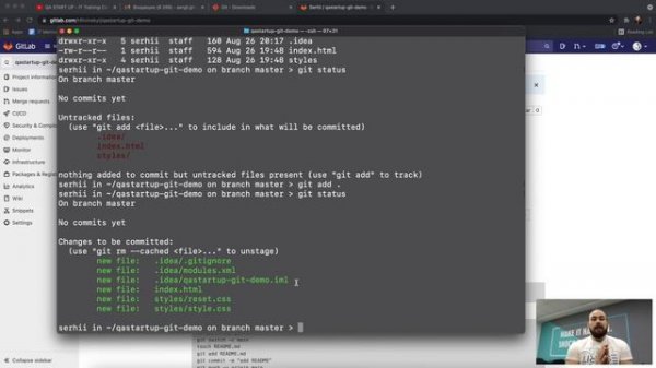 GIT. Урок 3. Git init, status, remote, add, commit, push _ QA START UP (1080p)