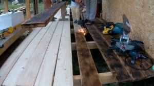 Веранда своими руками. Обжиг дерева. Настил. Декоративные деревянные вставки.