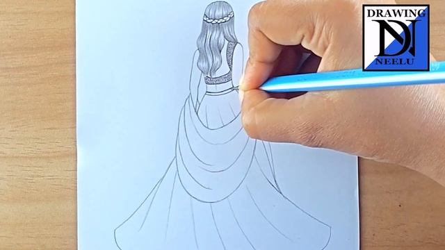 How to draw a Girl Backside with Traditional Dress || Pencil sketch tutorials || mandala art dress смотреть онлайн
