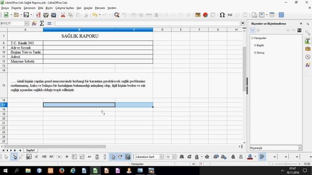 61 Ders LİbreOffice Calc Sağlık Raporu çalışması смотреть онлайн