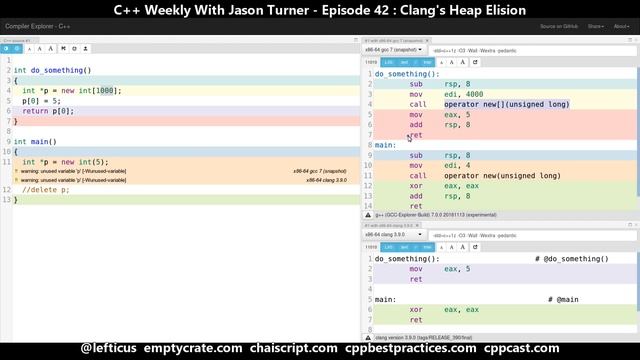 C++ Weekly - Ep 42 - Clang's Heap Elision смотреть онлайн