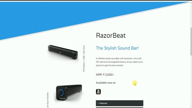 iGear RazorBeat 10 Watts Wireless Sound bar speaker Options Inbuilt SubWoofer FM Radio BT Micro SD смотреть онлайн