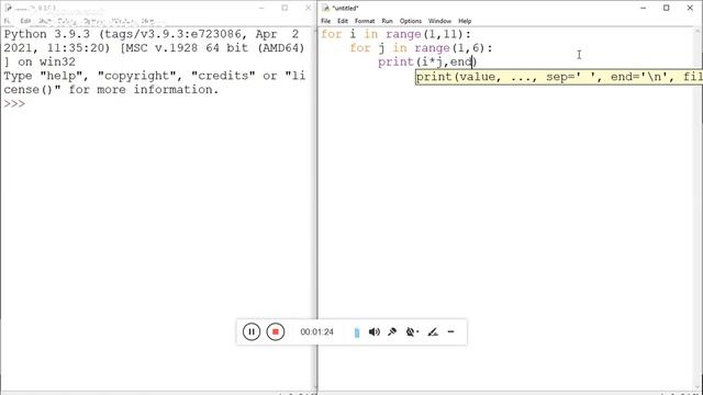 How To Print Table 1 To 5 Using Python смотреть онлайн