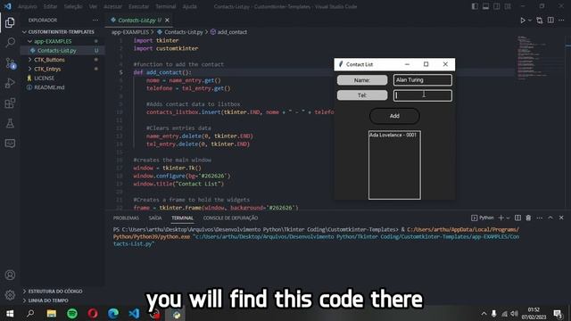 CONTACT LIST app with CUSTOM TKINTER DESIGN - Template Code смотреть онлайн