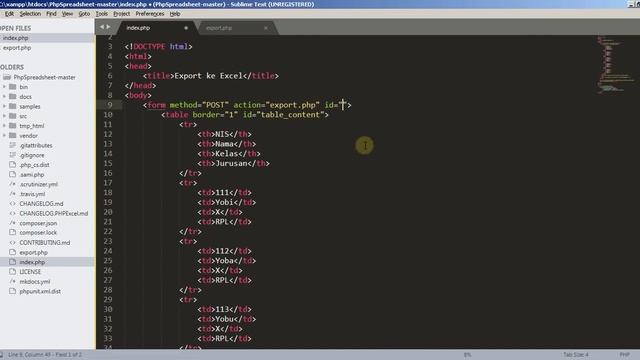 Eksport HTML ke Excel dengan Library PhpSpreadsheet dan jQuery #2 Index dan Proses смотреть онлайн