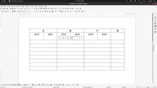 How to split and merge cells in LibreOffice Writer смотреть онлайн