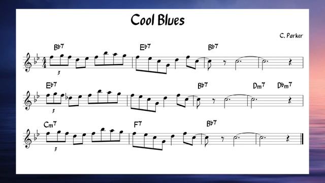 Cool Blues (Parker) - Backing track + music sheet смотреть онлайн