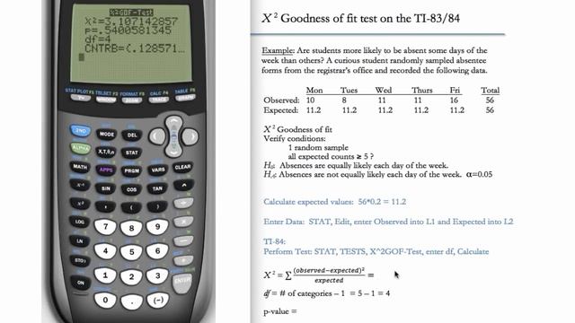 Goodness of Fit Test (Chi-Square Test) (TI-83 & TI-84) смотреть онлайн
