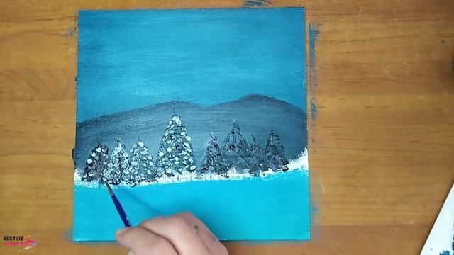 Как нарисовать зимние горы/Акриловая живопись для начинающих смотреть онлайн